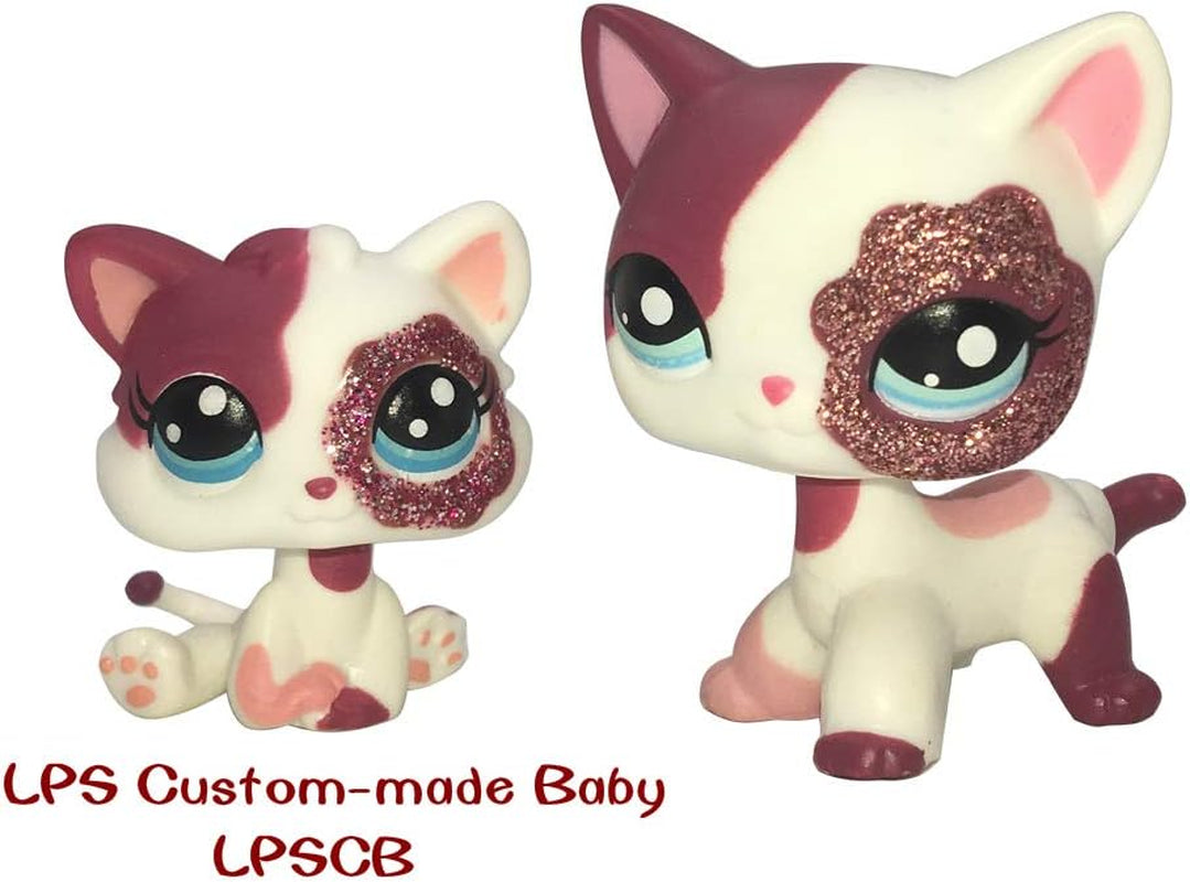Custom-Made Baby for Short Hair Cat #2291 Pink White Kitten Sparkle Glitter Eyes 1 Inch Kitty Mini Pet Toys
