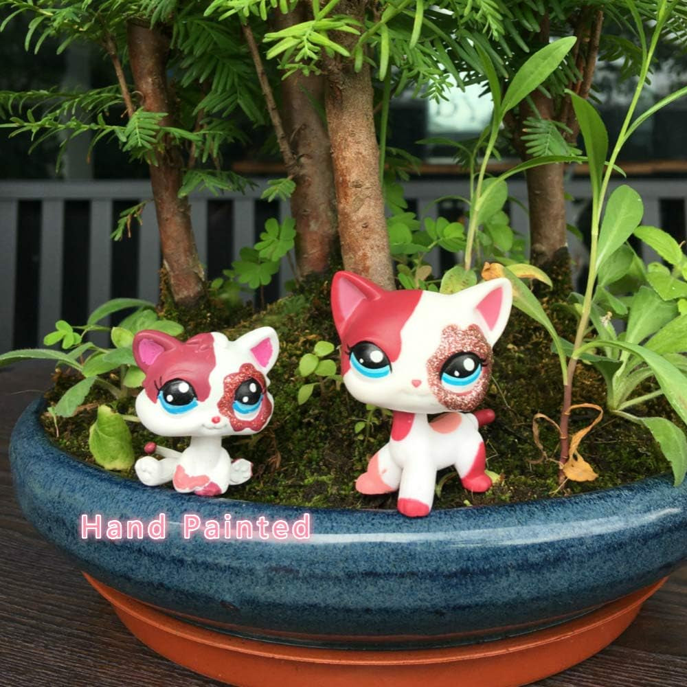 Custom-Made Baby for Short Hair Cat #2291 Pink White Kitten Sparkle Glitter Eyes 1 Inch Kitty Mini Pet Toys