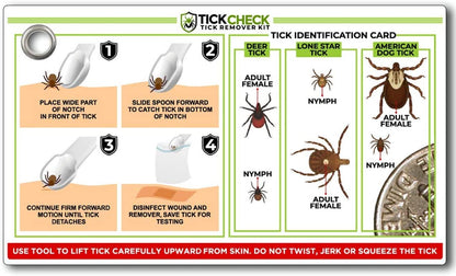 Tick Remover Spoon - 3 Pack of Lightweight Tick Remover Tools with Free Tick ID Card & Carabiner (1 Set of 3 Spoons)