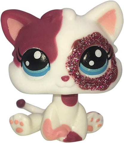 Custom-Made Baby for Short Hair Cat #2291 Pink White Kitten Sparkle Glitter Eyes 1 Inch Kitty Mini Pet Toys